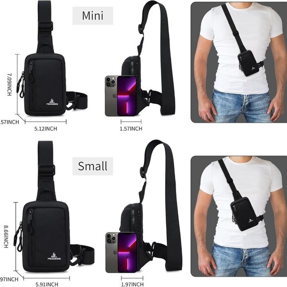 Small Crossbody Bag Nylon Water Resistant Compact Travel Running Phone - Picture 2 of 9